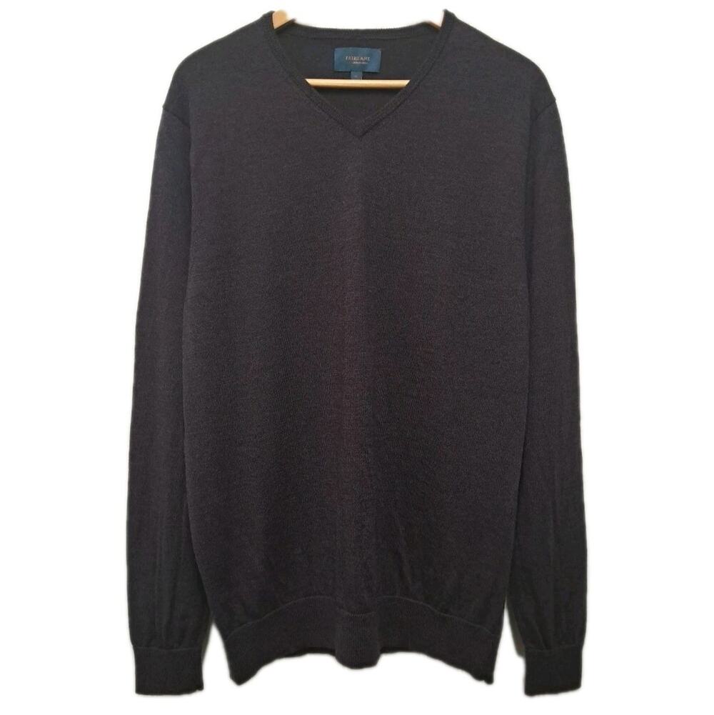 Fairlane Pullover Sweater Mens XL Purple Heather V-Neck Knit 100% Merino Wool